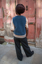 Thinking Mu Jay Blue Fuzz Sleeveless Jacket