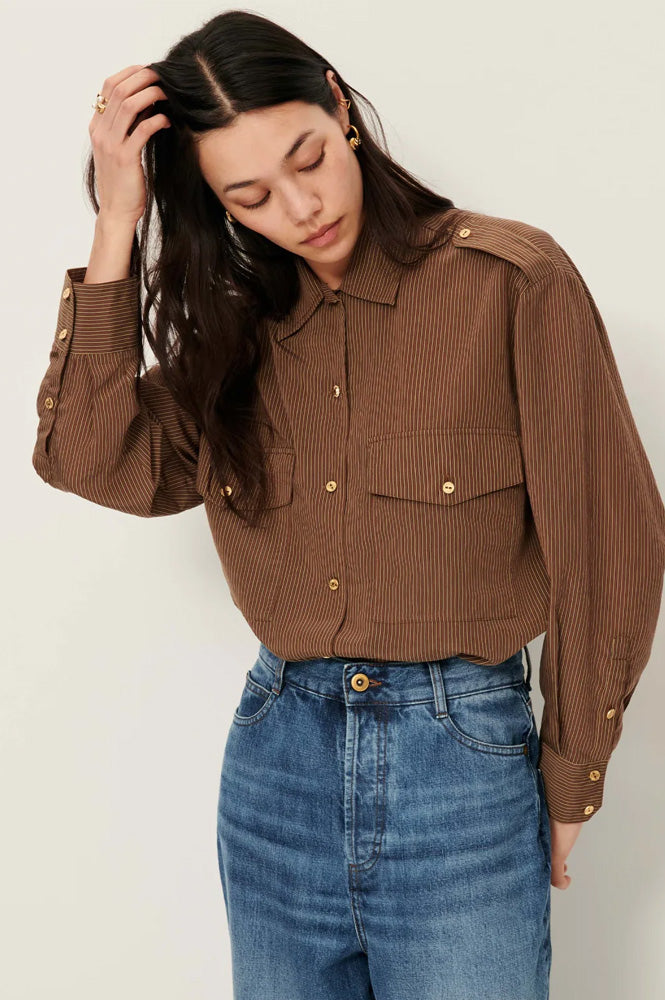 Sessùn Honoria Nutmeg Striped Shirt