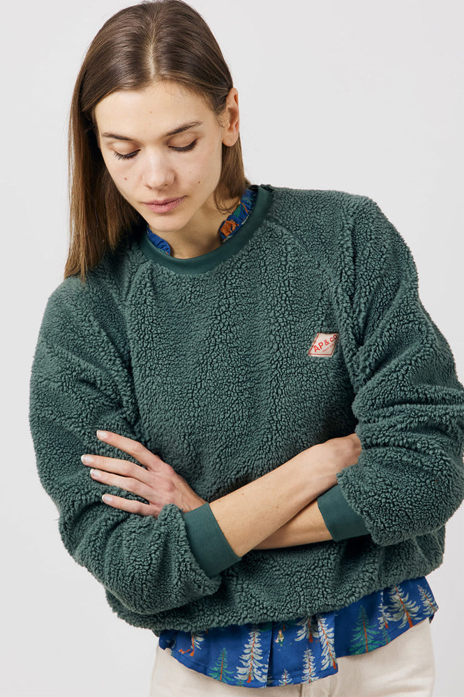 A.P Guillaumine Green Sherpa Sweatshirt
