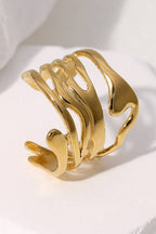 White Twisted Multi Band Ring in Gold
