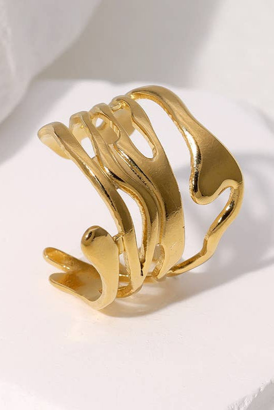 White Twisted Multi Band Ring in Gold