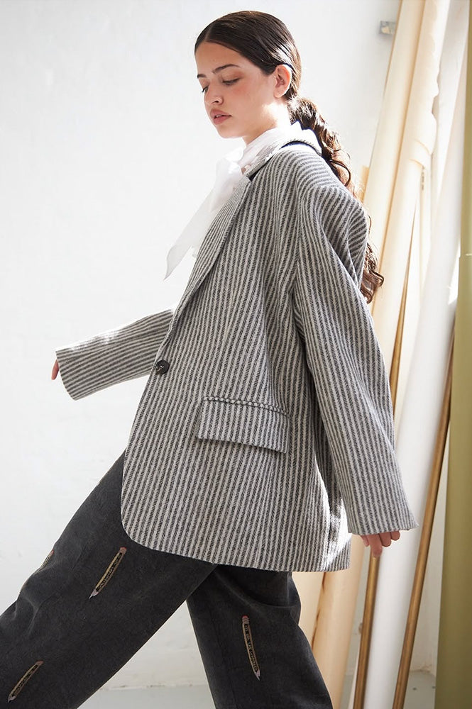 Stella Nova Striped Oversized Wool Blazer