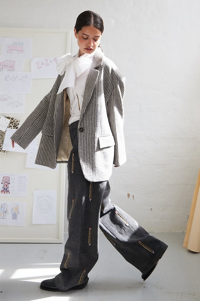 Stella Nova Striped Oversized Wool Blazer