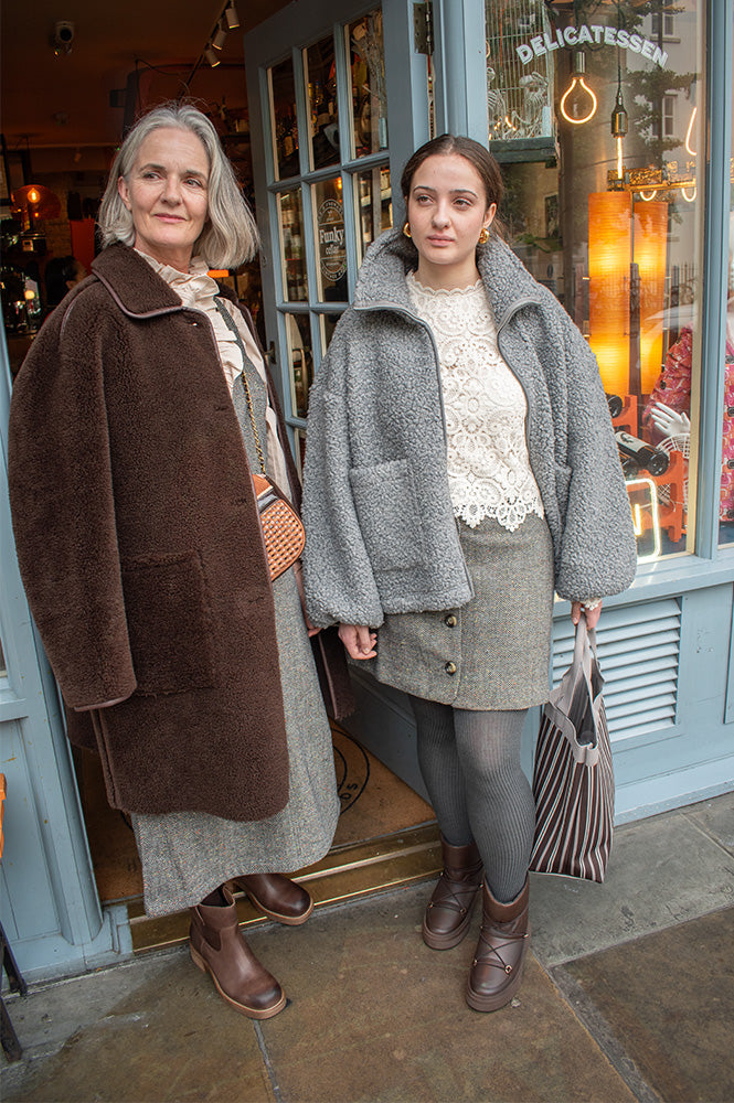 Numph Avey Caviar Herringbone Mini Skirt