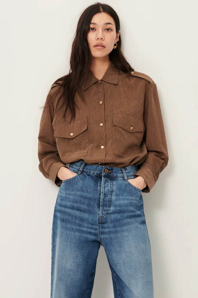 Sessùn Honoria Nutmeg Striped Shirt