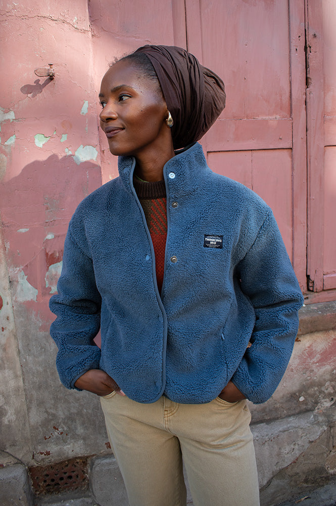 Thinking Mu Kourtney Fuzz Blue Jacket