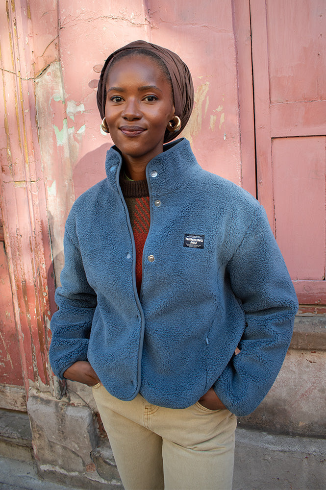 Thinking Mu Kourtney Fuzz Blue Jacket