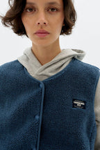 Thinking Mu Jay Blue Fuzz Sleeveless Jacket