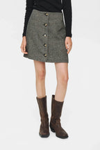 Numph Avey Caviar Herringbone Mini Skirt