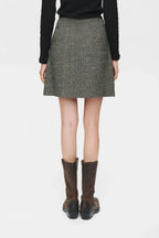 Numph Avey Caviar Herringbone Mini Skirt