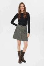 Numph Avey Caviar Herringbone Mini Skirt