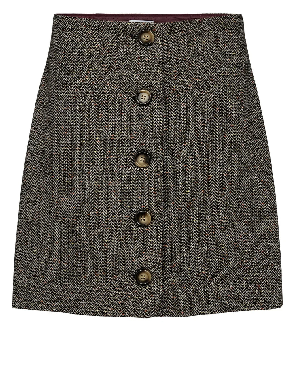 Numph Avey Caviar Herringbone Mini Skirt