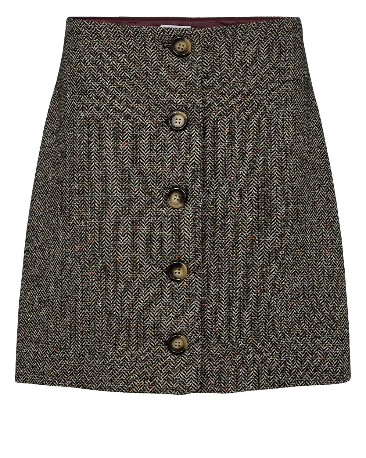 Numph Avey Caviar Herringbone Mini Skirt