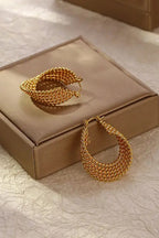 White Multi Gold Twisted Strand Hoop Earrings