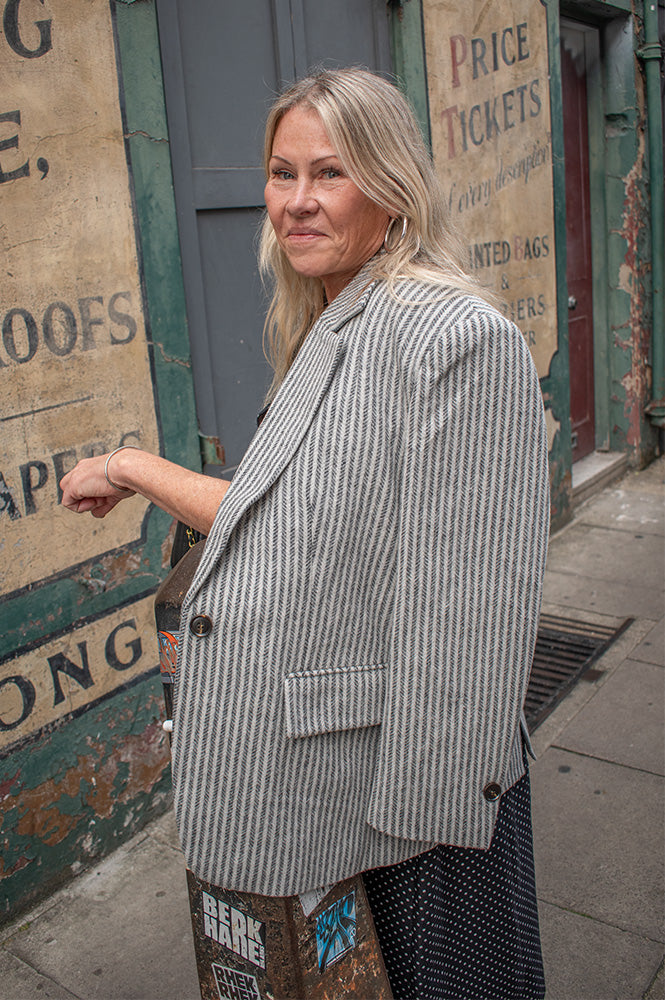 Stella Nova Striped Oversized Wool Blazer