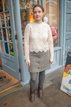 Numph Avey Caviar Herringbone Mini Skirt