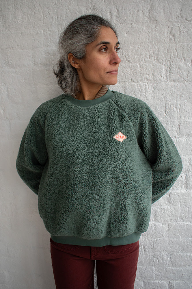 A.P Guillaumine Green Sherpa Sweatshirt