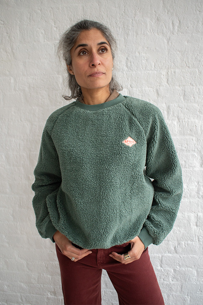 A.P Guillaumine Green Sherpa Sweatshirt