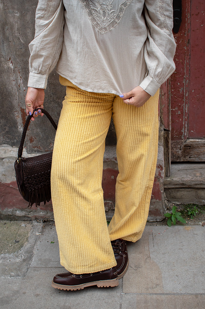 Thinking Mu Karina Butter Yellow Corduroy Trousers