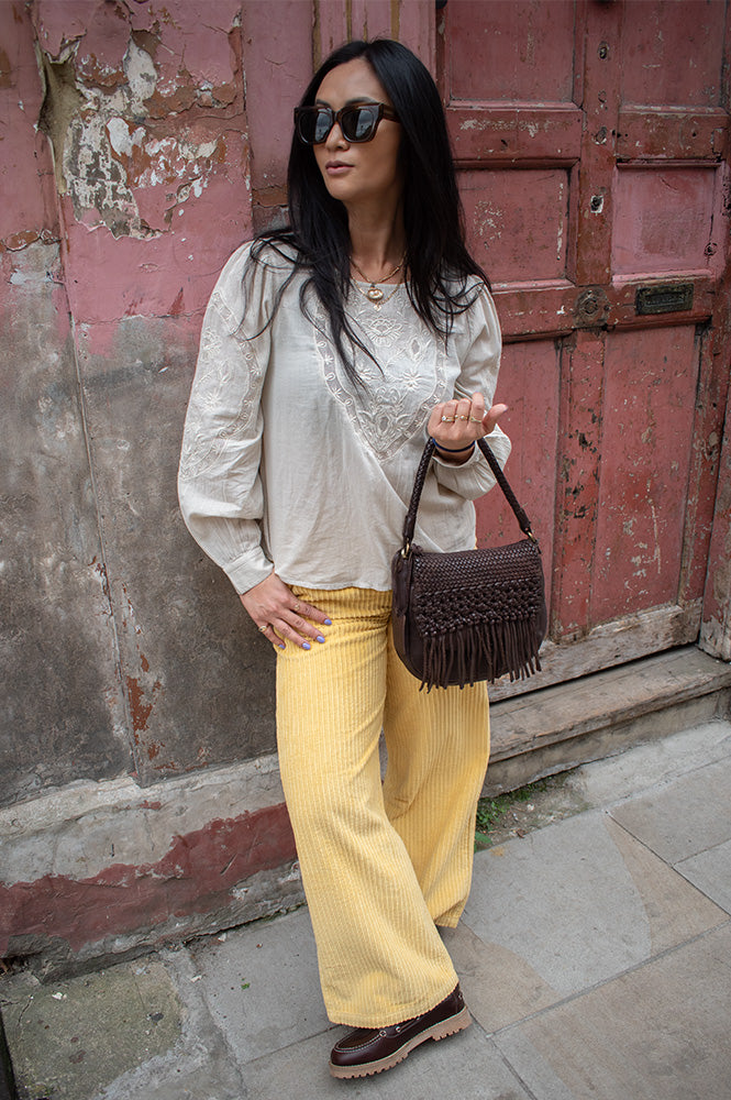 Thinking Mu Karina Butter Yellow Corduroy Trousers