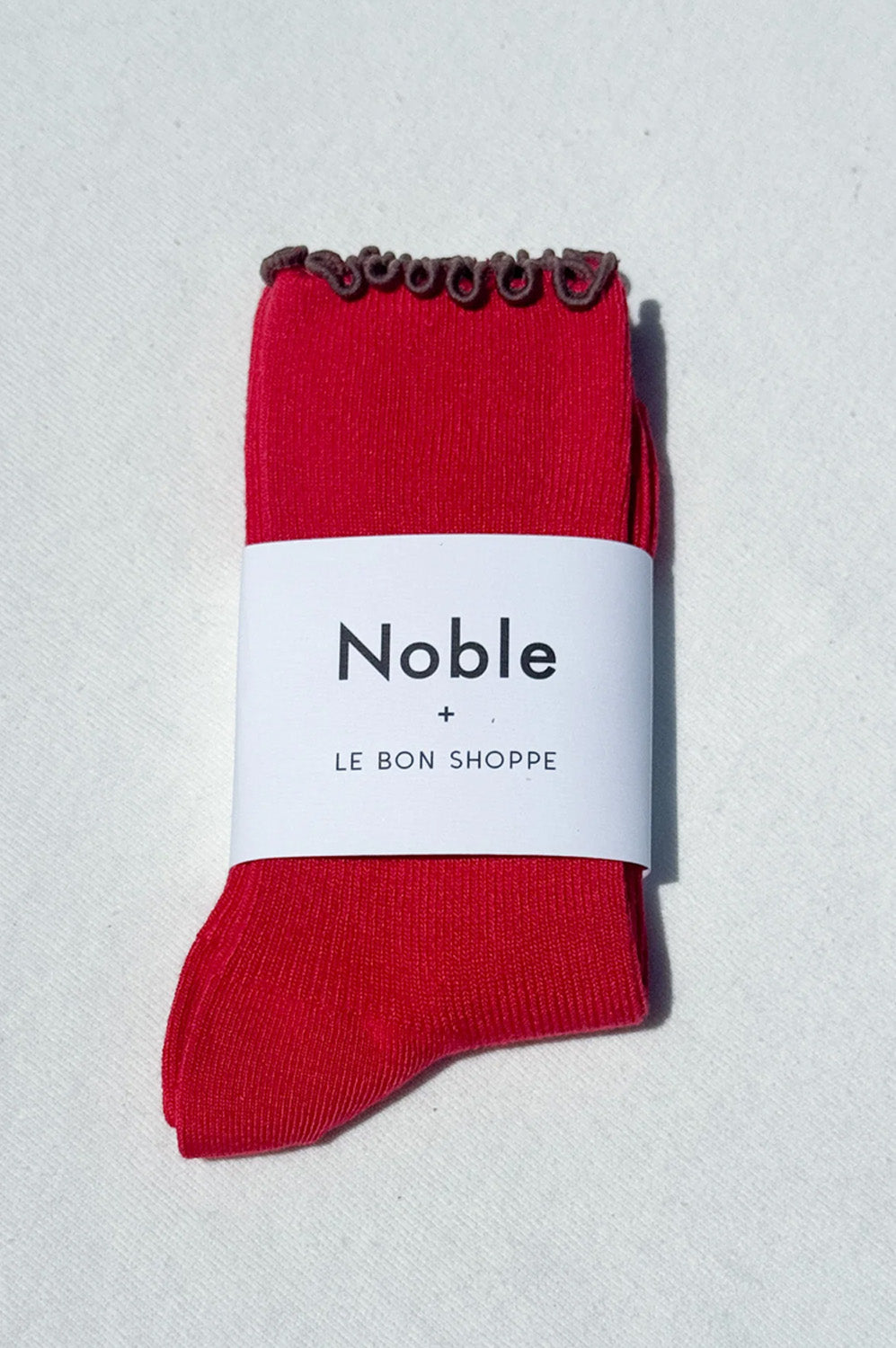 Le Bon Shoppe Ruffled Paprika Brown Edge Socks