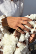 White Twisted Multi Band Ring in Gold