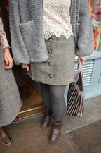 Numph Avey Caviar Herringbone Mini Skirt