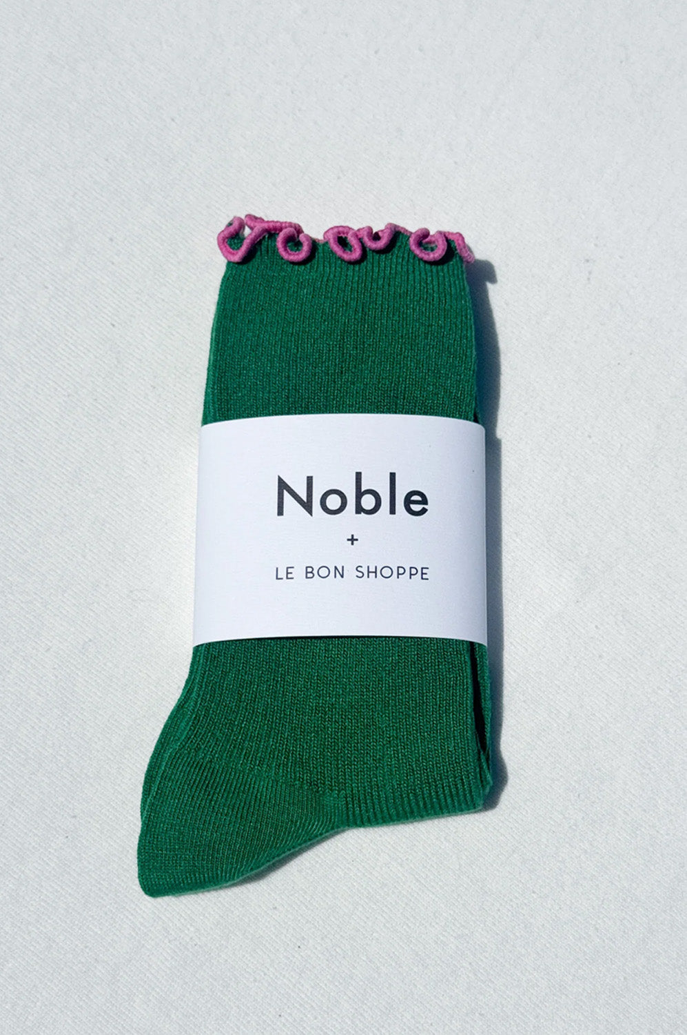 Le Bon Shoppe Ruffled Spinach Pink Edge Socks