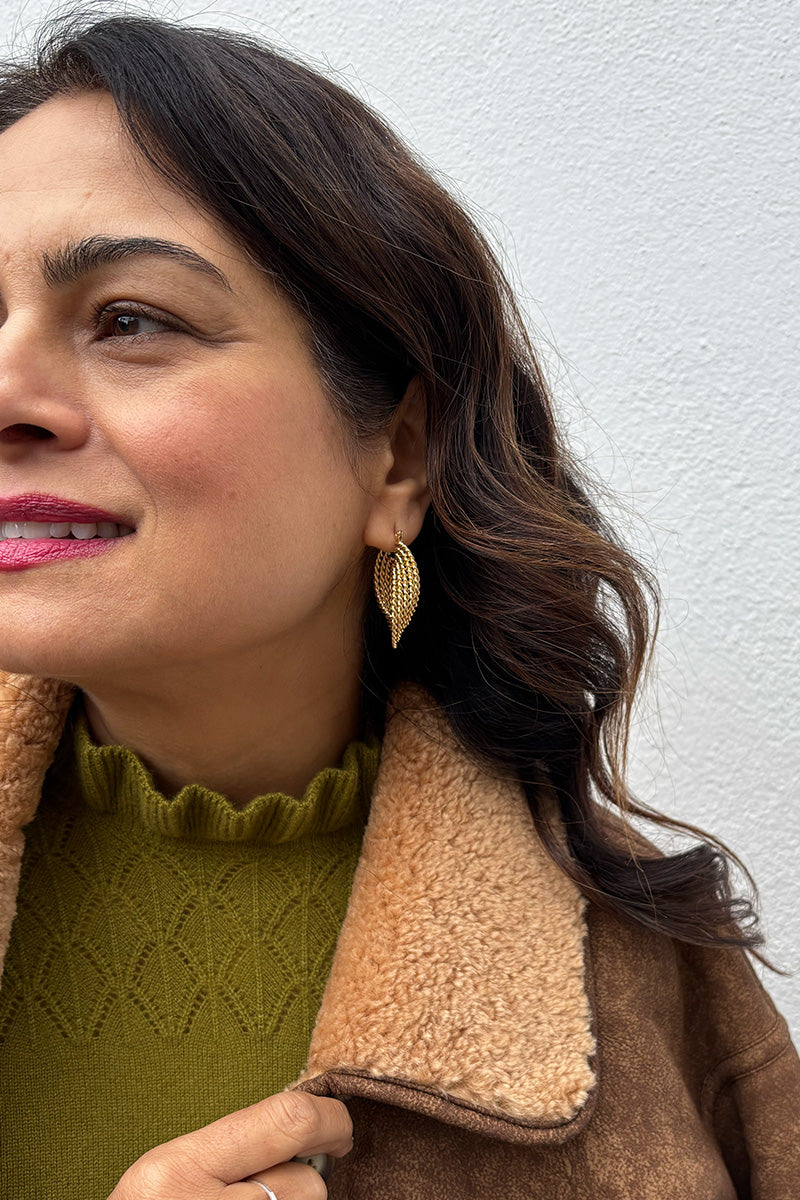 White Multi Gold Twisted Strand Hoop Earrings