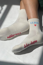 Le Bon Shoppe Embroidered Vanilla Socks