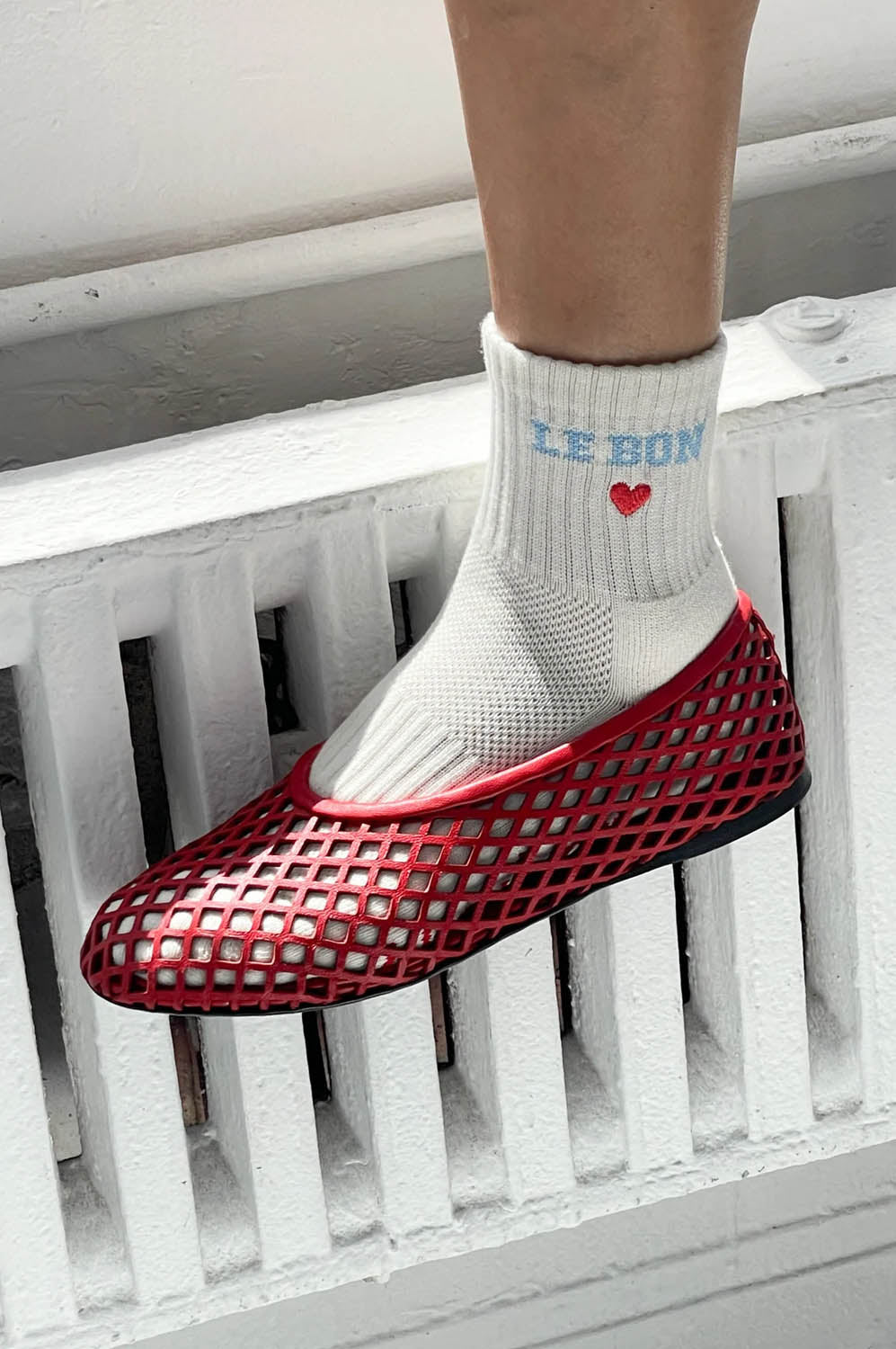 Le Bon Shoppe Embroidered Vanilla Socks
